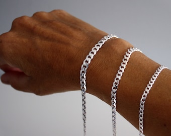 Panzerkette Silberarmband, 925 Sterling Silber Panzerkette Armband, Panzerarmband Herren, Panzerarmband Damen, 18,5 cm 19,5 cm