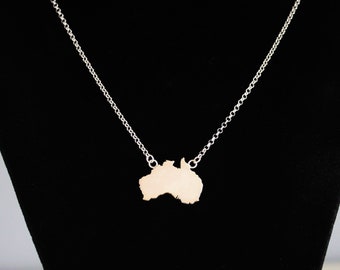 Australia Necklace Solid Silver 925 Continent Country Province State Necklace