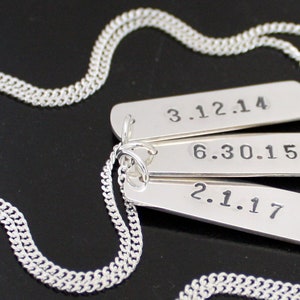 Dog Tag Necklace Sterling Silver Personalized Dog Tags with Dates Mens Womens Necklace Boyfriend Girlfriend