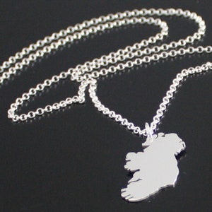 Irland Halskette Solid Silber 925 Land Kontinent Provinz Zustand Halskette, Irland Förmige Anhänger Handgemacht