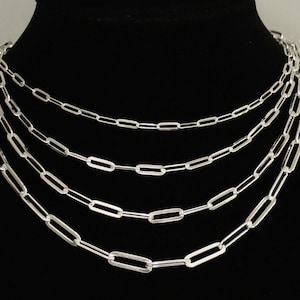 Collana con catena a graffetta in argento sterling – Disponibile in varie larghezze e lunghezze – Gioielli minimalisti, regolabili e senza tempo