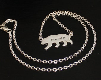 Mama Bear Necklace, Solid Silver Mothers Day Gift, Personalized Momma Bear, Brown Bear, Black Bear, Grizzly Canadian Necklace