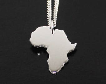 Africa Necklace Solid Silver 925 Continent Country Province State Necklace