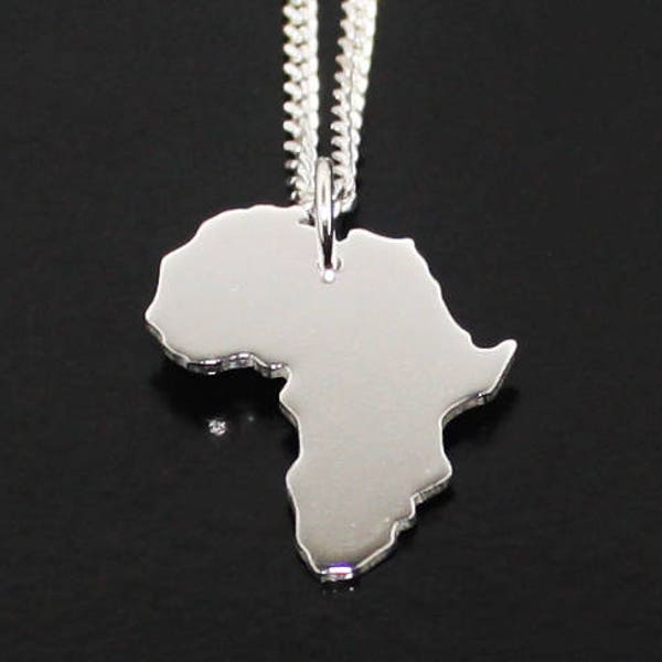 Collier Afrique en argent massif 925 Continent Pays Province État Collier