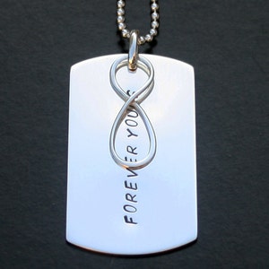 Mens Silver Necklace, Sterling Silver Dog Tag, US Military Dog Tag, Gift for him, Infinity Necklace, Personalized Dog Tag for Boyfriend