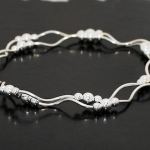 Silver Bracelet, Sterling Silver Stretch Stacking Bracelets, Elasticated .925 Sterling Silver Bead Bracelet, Delicate Jewelry