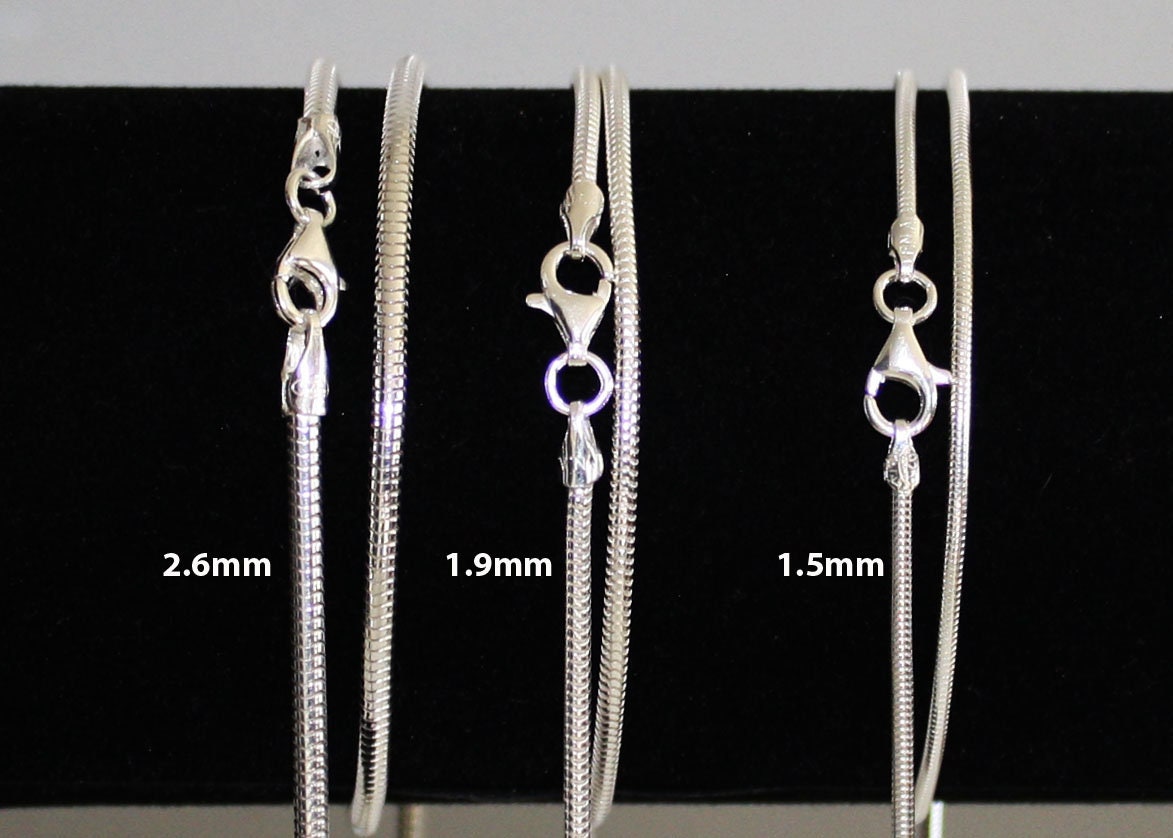 Silver Snake Chain Necklace Sterling Silver 925 16 18 20 22 - Etsy