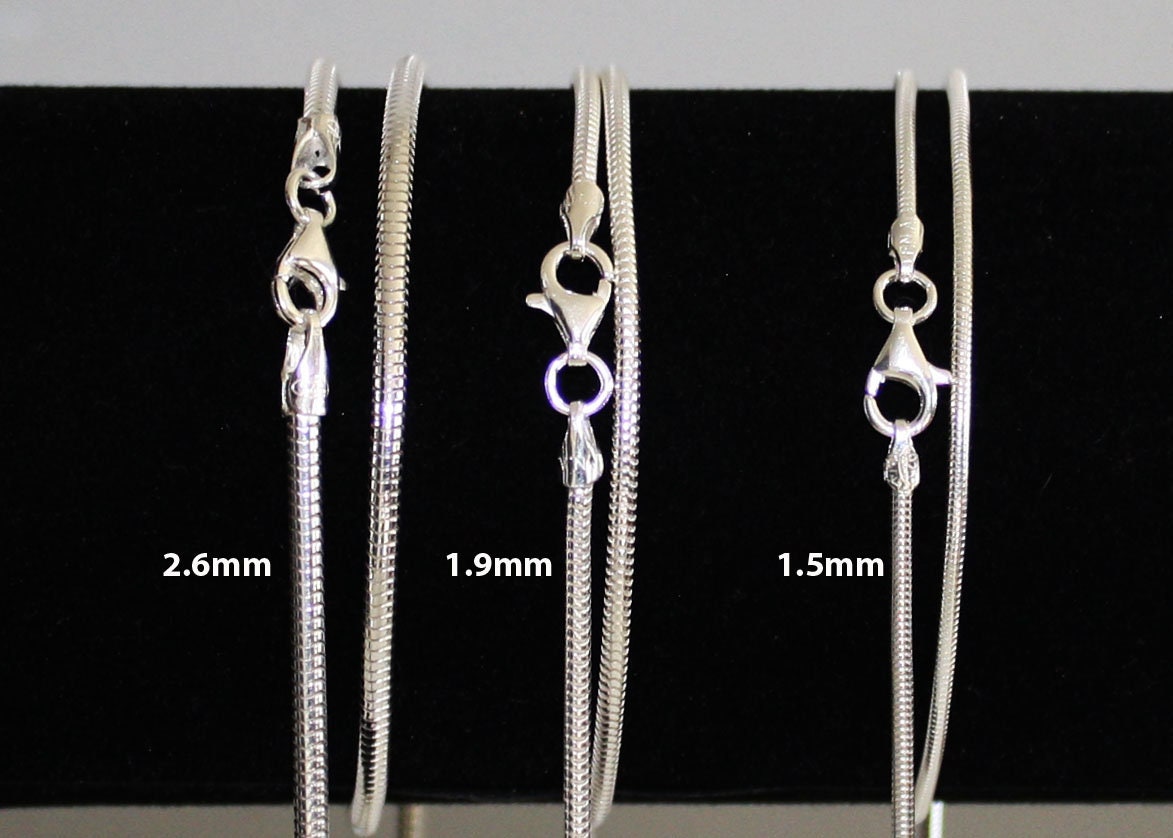 Simple Sterling Silver Snake Bone Chain Necklace, 925 Silver / 50cm