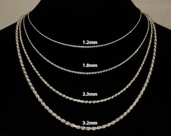 Seilkette aus Sterlingsilber, klassische Silberkette, 925er Silberschmuck, Geschenk für Sie, zeitlose Silberkette in verschiedenen Breiten
