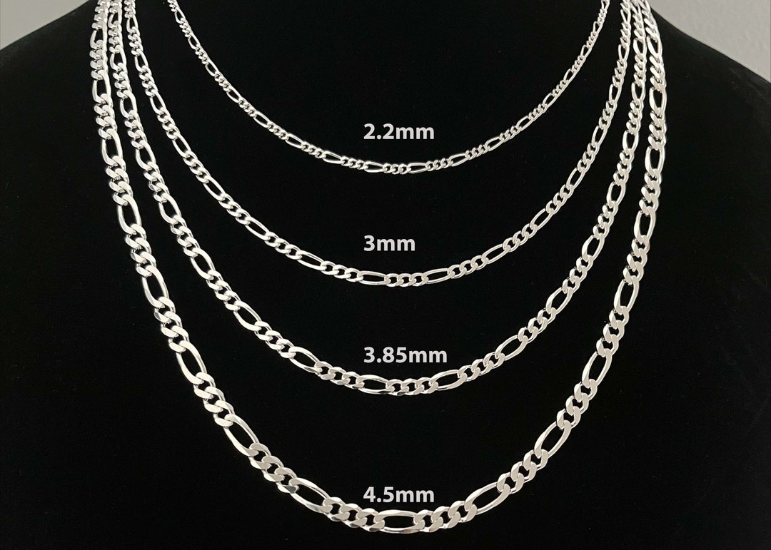 Sterling Silver Figaro Chain Figaro Necklace With Lobster Clasp, 2.2mm, 3mm, 3.85mm, 4.5mm 16 Inch 18 20 22 24 26 28 30 36 Inch - Etsy Sterling Silver Figaro Chain Figaro Necklace With Lobster Clasp, 2.2mm, 3mm, 3.85mm, 4.5mm 16 Inch 18 20 22 24 26 28 30 36 Inch - Etsy