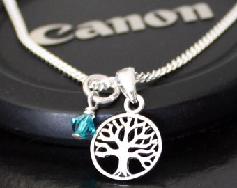 Tree of Life Necklace, Tiny Tree Pendant, Sterling silver personalized family tree pendant, mothers day necklace, birthstone