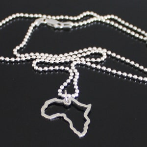 Handmade Solid Sterling Silver 925 Africa Outline Pendant Necklace – Handcrafted African Shape Jewelry
