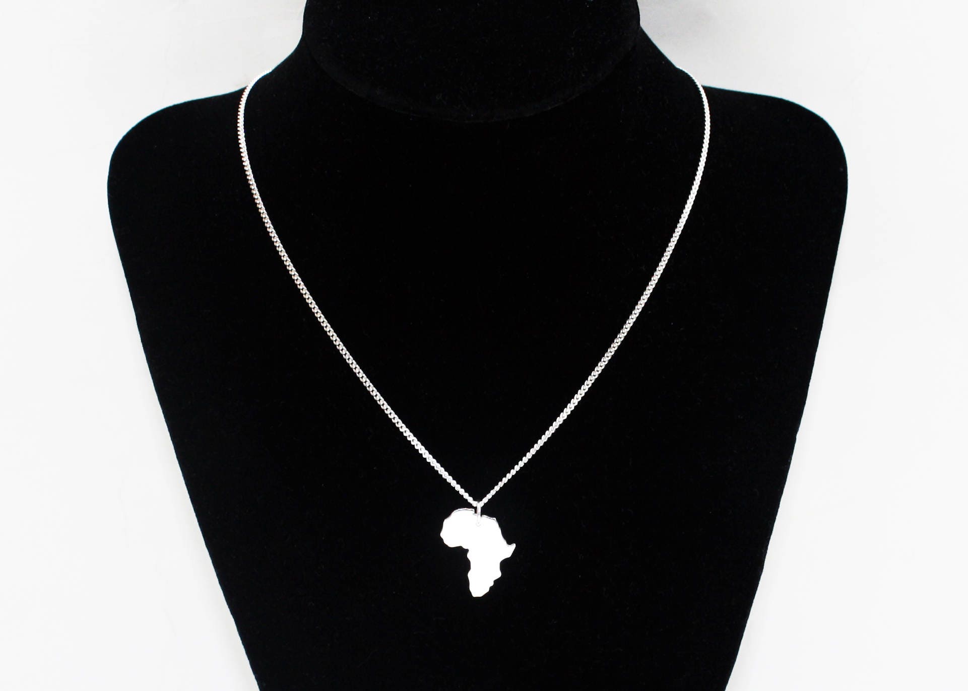 Africa Necklace Solid Silver 925 Continent Country Province Etsy Canada