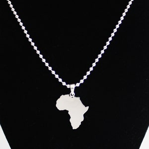Africa Necklace Solid Silver 925  LARGE Continent Country Province State Necklace
