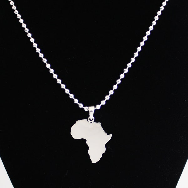 Collier Afrique Argent massif 925 GRAND Continent Pays Province État Collier