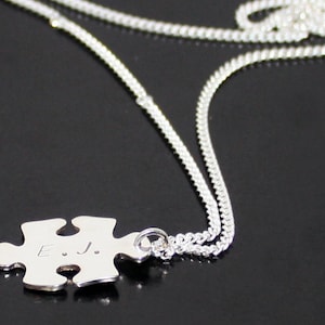 Sterling Silver Puzzle Necklace, TWO SIDED personalized puzzle pendant, autism awareness, custom jigsaw puzzle piece custom puzzle necklace