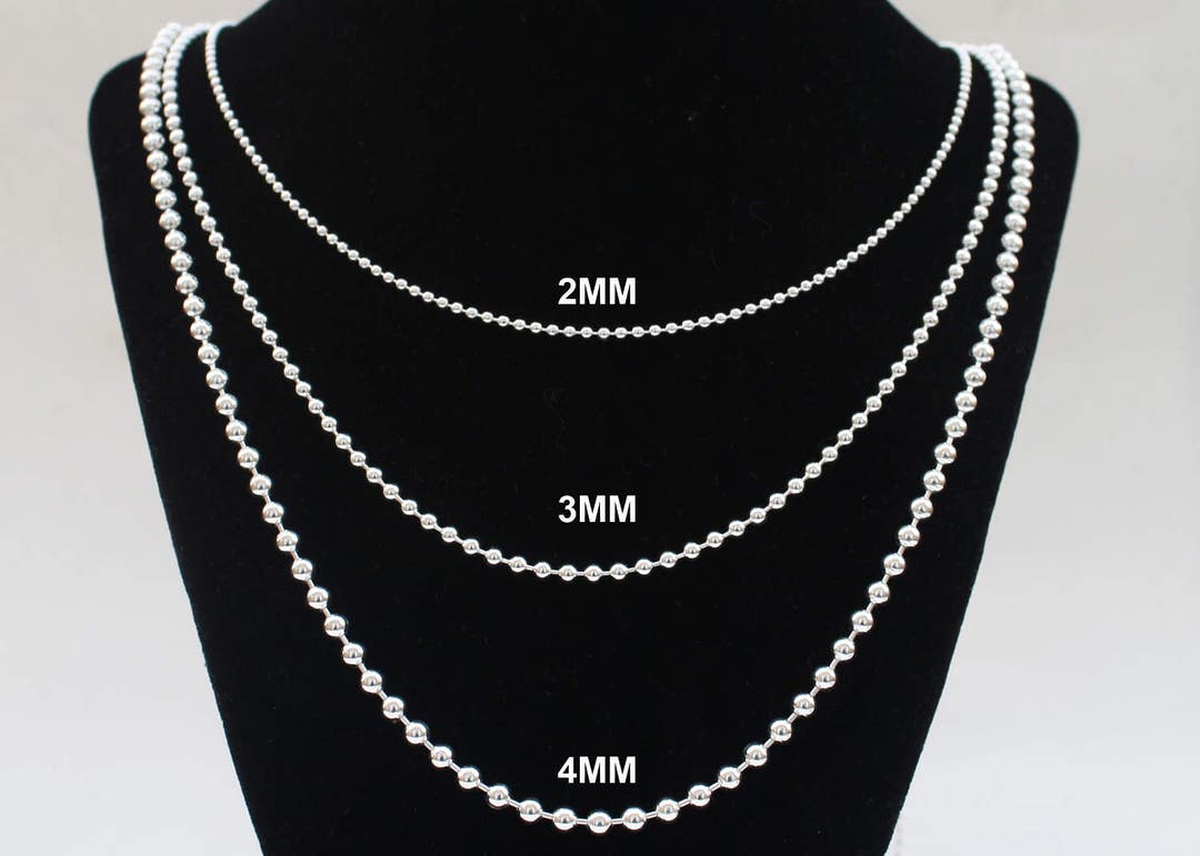 Mens Silver Ball Chain Necklace 14 16 18 20 22 24 30 36 Inch Etsy