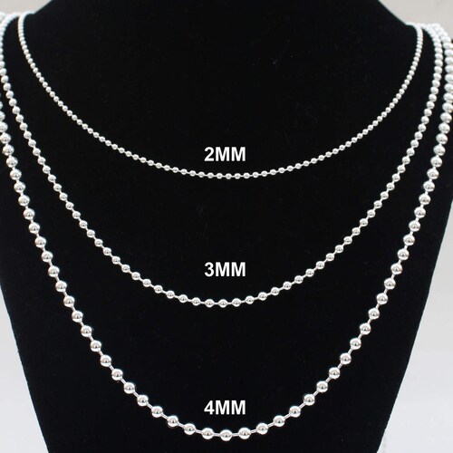 Mens Silver Ball Chain Necklace 14 16 
