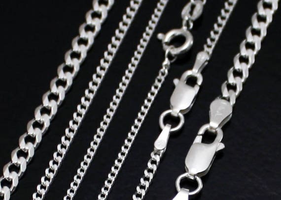 Silver Curb Chain Necklace Curb Link Chain Solid Sterling Silver 14 16 18 20 22 24 30 36 Inch Mens Chain Womens Chain Thick Thin Curb Etsy Australia