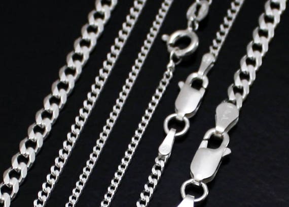 Mens Thin Silver Curb Chain, 2mm Width