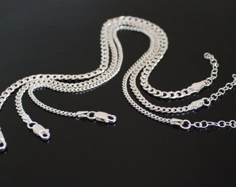 Sterling Silver Adjustable Curb Ankle Chain, Elegant Anklet, Adjustable Foot Jewelry, Minimalist Silver Anklet, Gift for Her