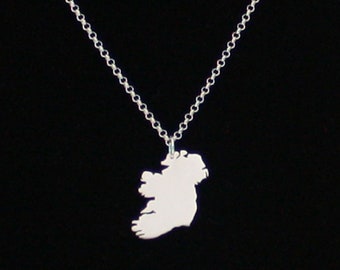 Ireland Necklace Solid Silver 925 Country Continent Province State Necklace, Ireland Shaped Pendant Hand Made