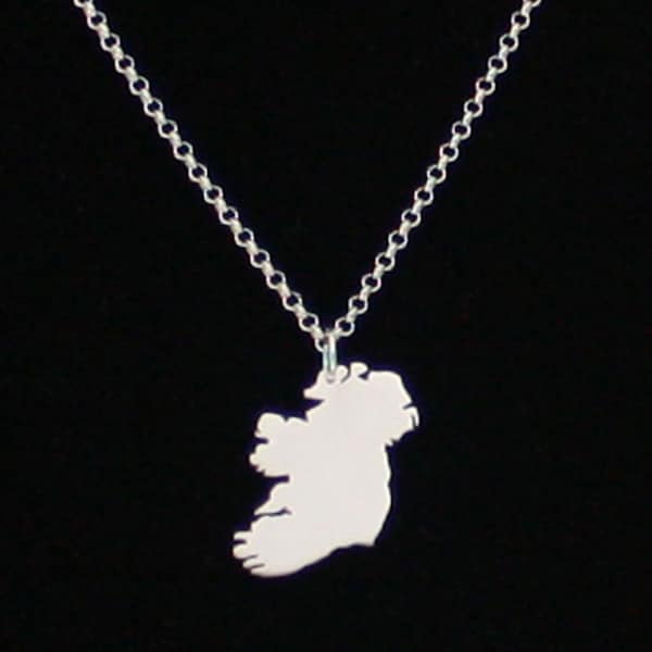 Ireland Necklace Solid Silver 925 Country Continent Province State Necklace, Ireland Shaped Pendant Hand Made