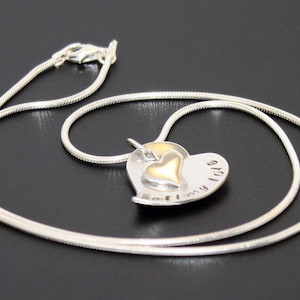 Personalized heart pendant, customized name necklace, heart with date necklace, mothers day, gift for her, sterling silver, 925