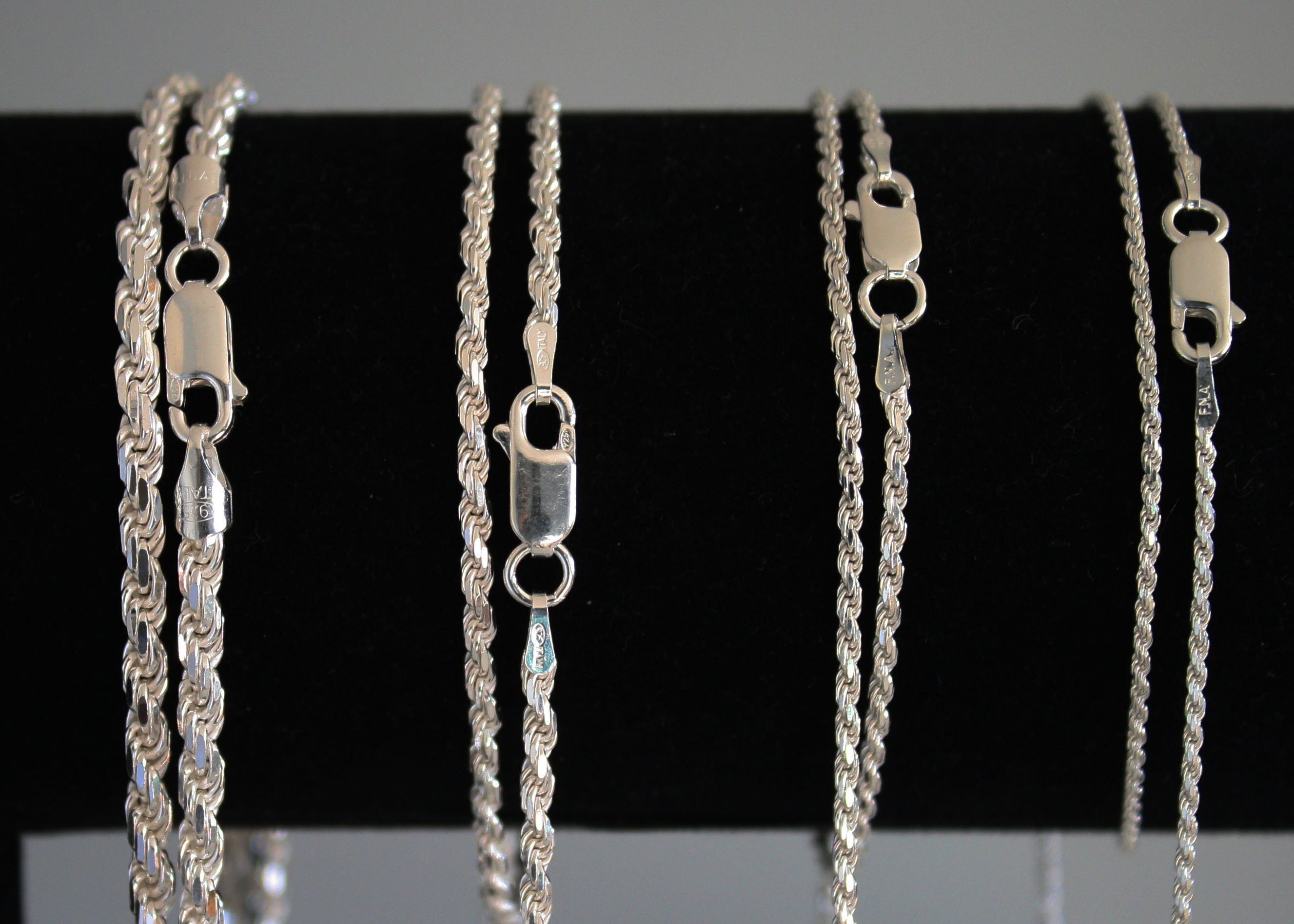 Sterling Silver Rope Chain Necklace 
