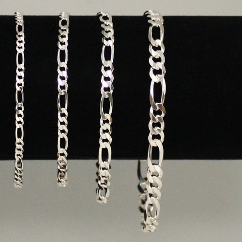 Savlano 925 Sterling Silver Italian Figaro Chain Bracelet – Solid Link, Hypoallergenic, Gift Box, 9 Inches
