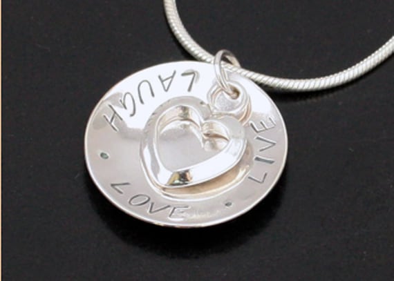 Sterling Silver Polished Love Much Laugh Often Pendant Solid Pendants /& Charms Jewelry