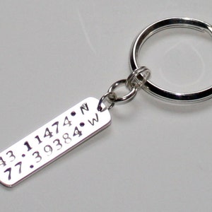 Coordinates Gift for Men Personalized Longitude Latitude Key Chain