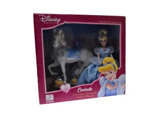 Disney 2003 Porcelain Brass Key Keepsake Cinderella Doll & Royal Horse - NIB