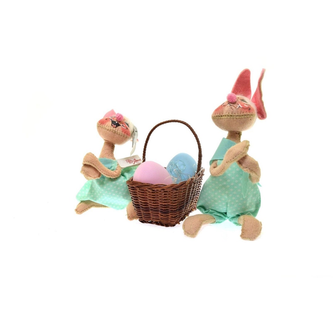 Annalee Doll 1987 Bunny Rabbits W/ Easter Basket & Eggs - Two Dolls 6 ...