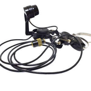 Antique Military Headset Headphones Telegraph Mouth Piece Panel Plug