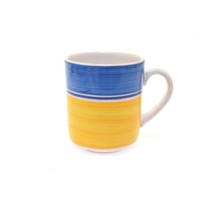 Dansk Blue Gold Yellow Swirl Portugal 4&quot; Tall Mug Cup