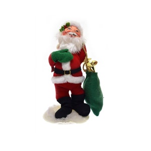 Annalee 1990 Santa Claus with Bag of Gifts Trumpet Horn 14&quot; Smiling