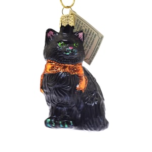 Old World Christmas Blown Glass Ornament Merck Halloween Kitty w/ Tag