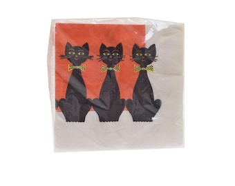 Vintage Reed's Paper Napkins Halloween 3 Black Cats. 6.75" - Qty 20