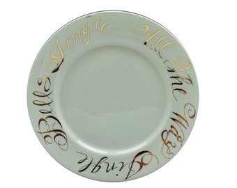 Rosanna White Gold Appetizer Dessert Plate Jingle All the Way (Set of 8)