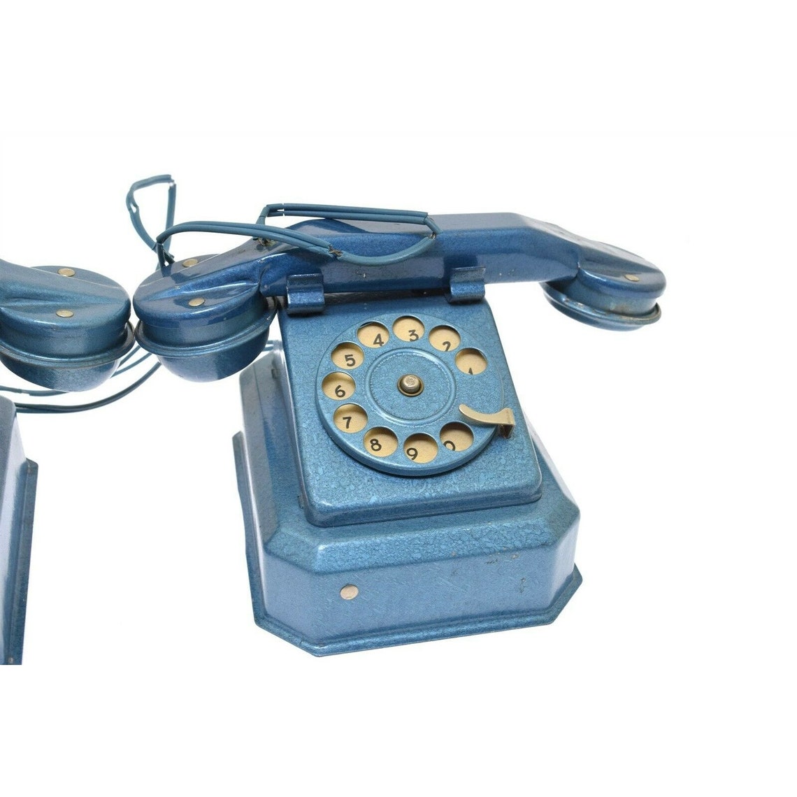 Vintage Toy Telephone Master Phones No 211 Blue Metal Toy Desk Etsy