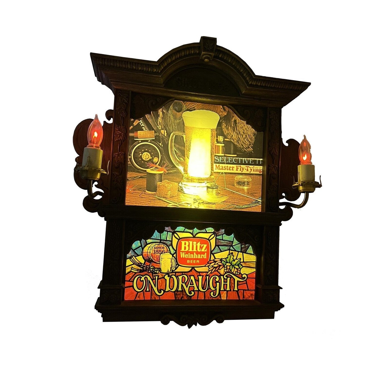 Vintage Blitz Weinhard Beer Lighted Sign on Draught Fly Fishing - Etsy