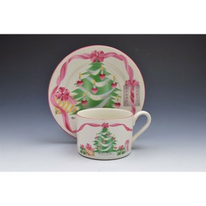 Sango Home For Christmas 4829 Pink Christmas Tree Cup and Saucer Set