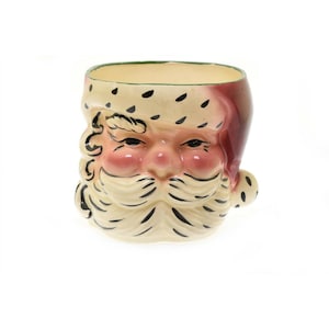 Vintage Santa Claus Face Ceramic Pot Planter Ice Bucket 7.75&quot;