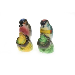Antique 1950&#39;s Salt & Pepper Shaker Birds on Tree Stumps