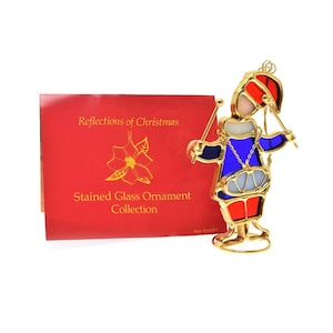 Danbury Mint Stained Glass Ornament Drummer Relections of Christmas 4&quot;