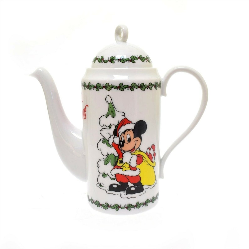 Disneyland Walt Disney World Mickey Mouse Christmas Teapot Merry Christmas NEW