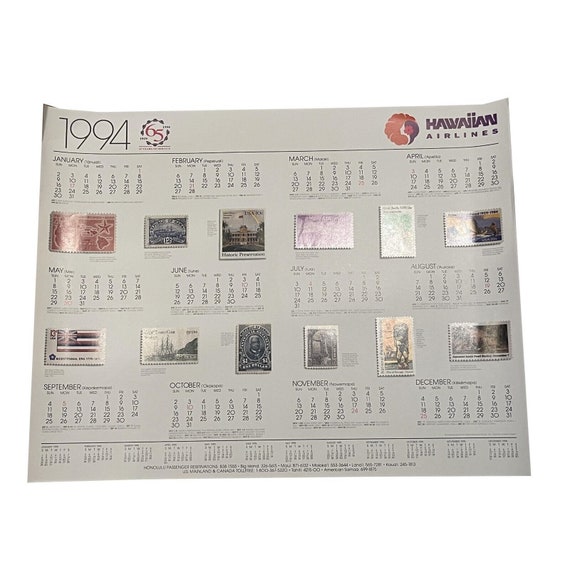 Vintage 1994 Hawaiian Airlines Complete Wall Travel Calendar - Etsy