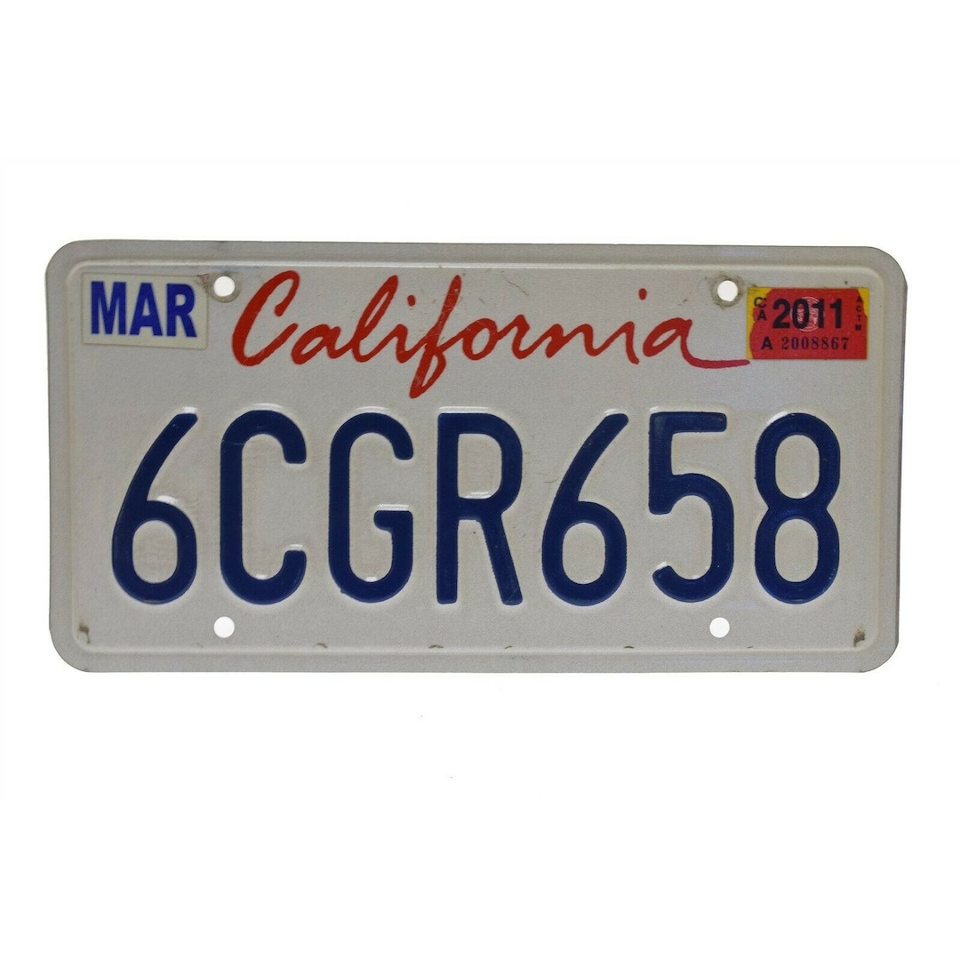 California License Plate White Blue 6CGR658 Etsy