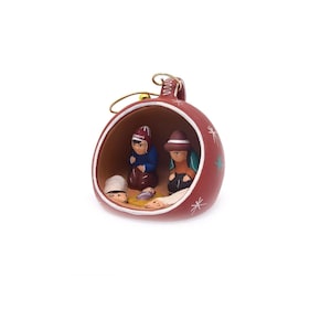 Clay Pottery Christmas Ornament Cup Nativity Scene Peru 3&quot;